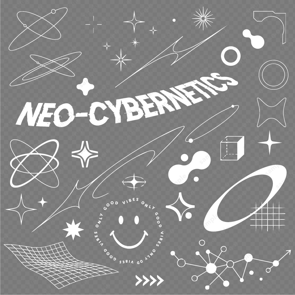 【透過素材】星や軌道の近未来シンボル素材 / 約120パターン / 4色セット