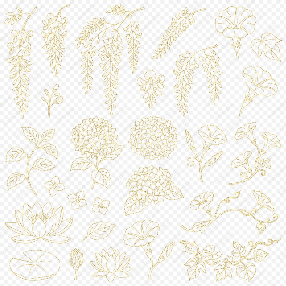 【透過素材】日本の四季を彩る花草ラインアート | 春夏 | 約230パターン