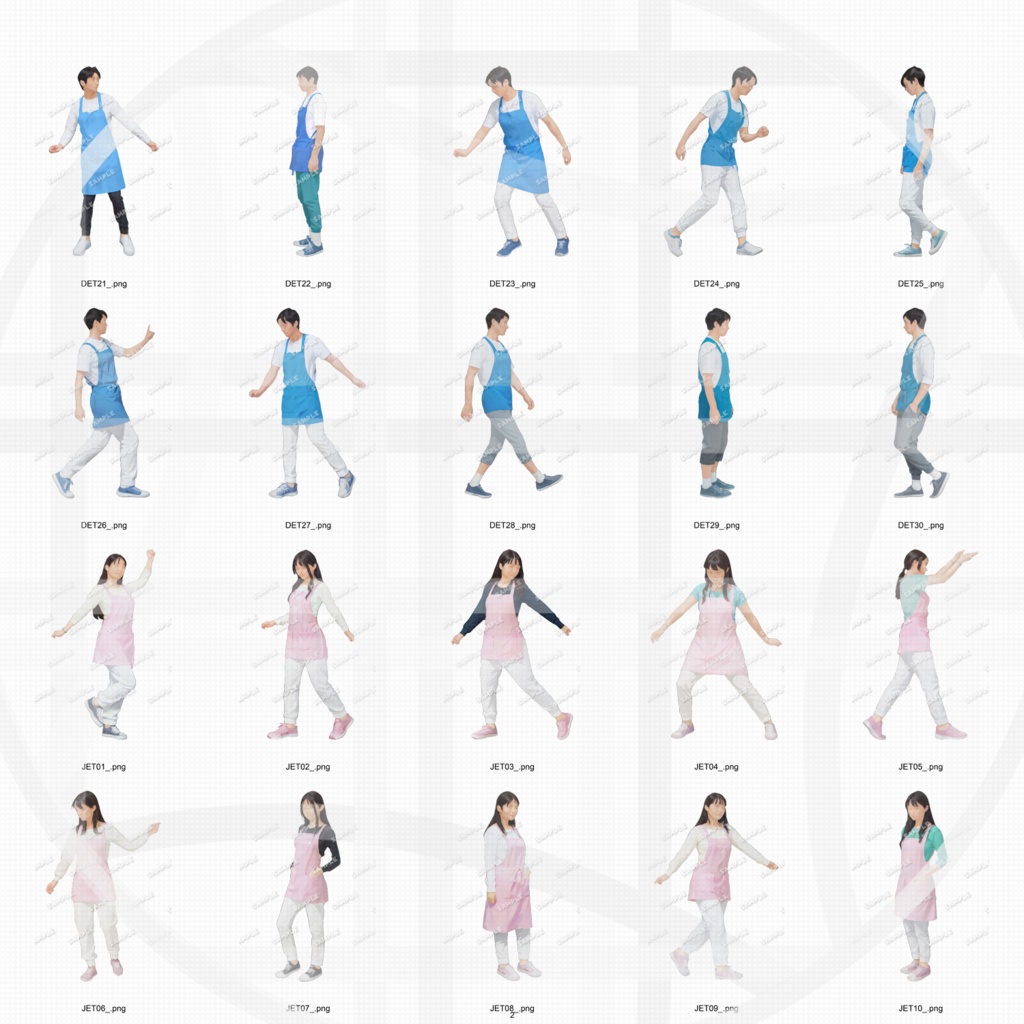 ●幼稚園・保育園・こども園 建築CGパース用人物添景 イラスト素材セット 240カット