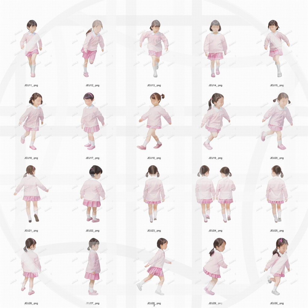 ●幼稚園・保育園・こども園 建築CGパース用人物添景 イラスト素材セット 240カット