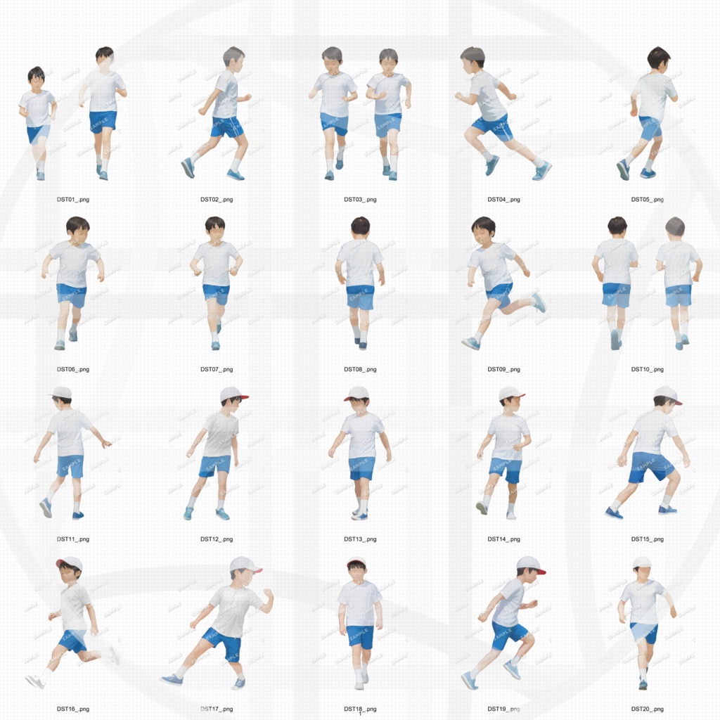 ●小学校 建築CGパース用人物添景 イラスト素材セット 250カット