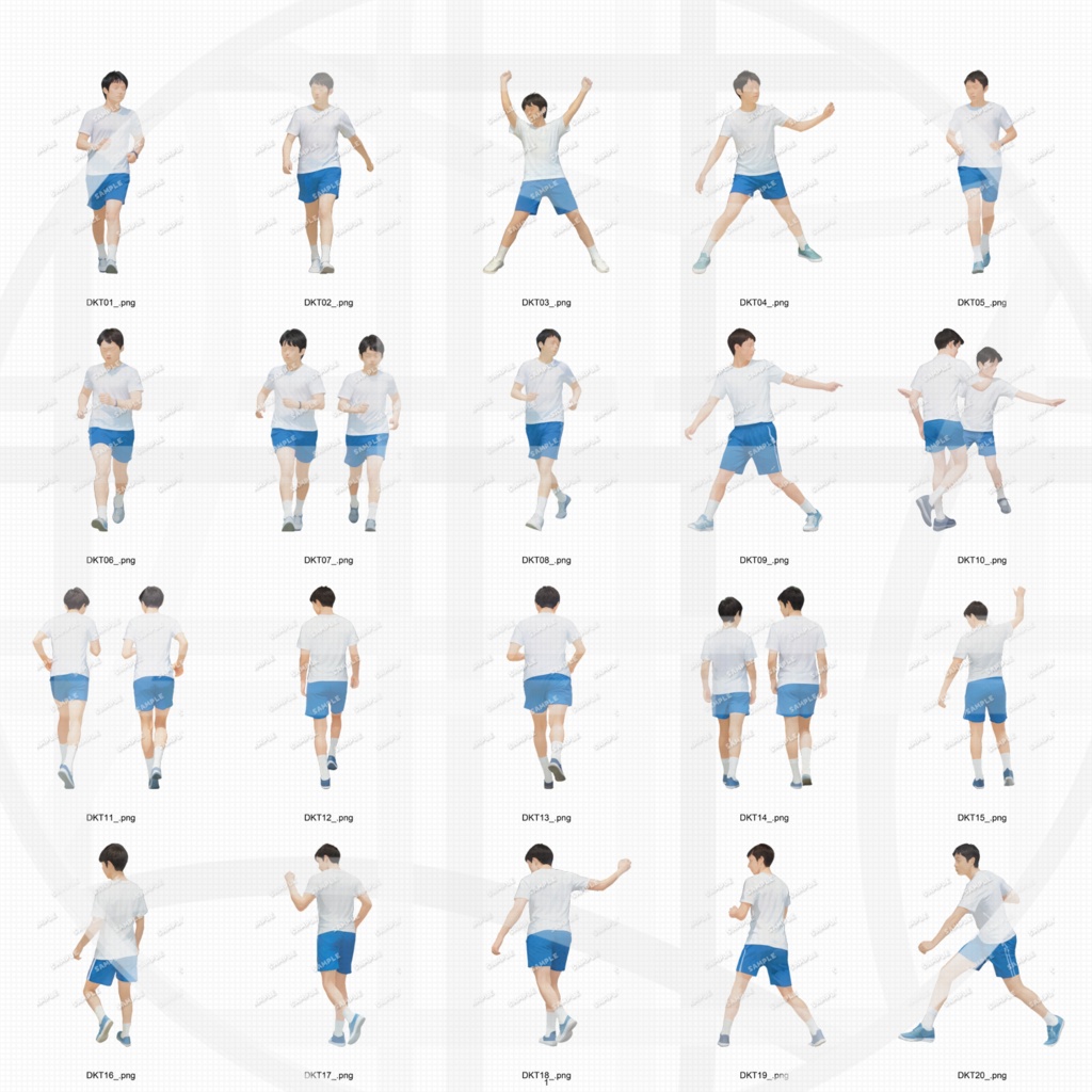 高校 建築CGパース用人物添景 イラスト素材セット 240カット