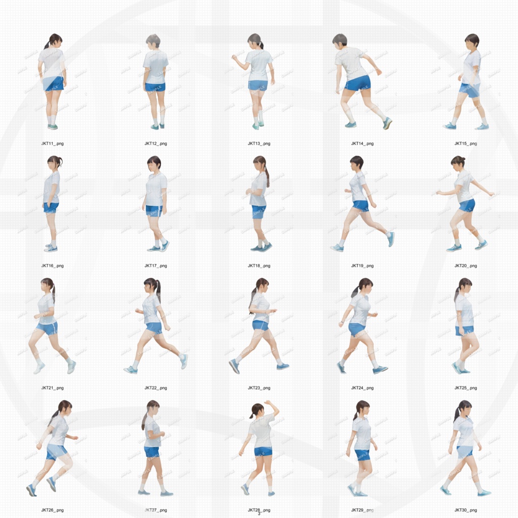 高校 建築CGパース用人物添景 イラスト素材セット 240カット