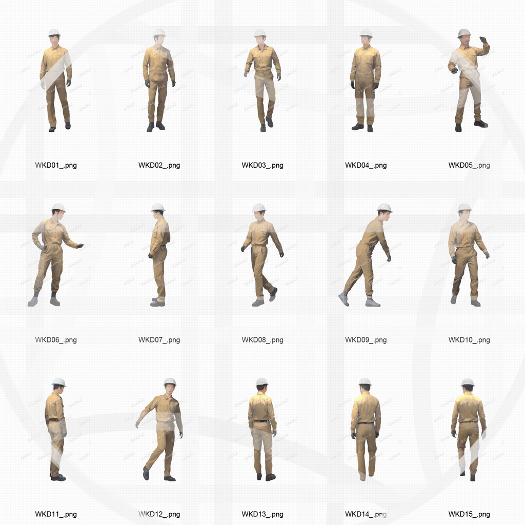 特別版 作業員4色+スーツ 人物添景 イラスト素材セット 130カット