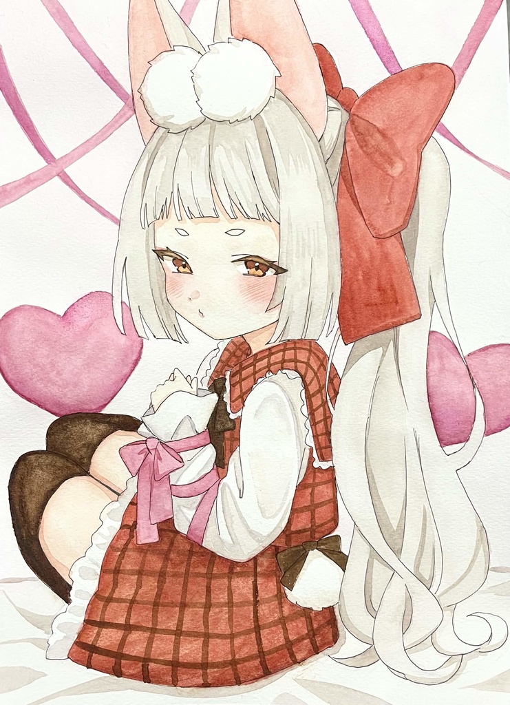 兎神とと　バレンタイン原画イラスト　A4サイズ　（１点限り）