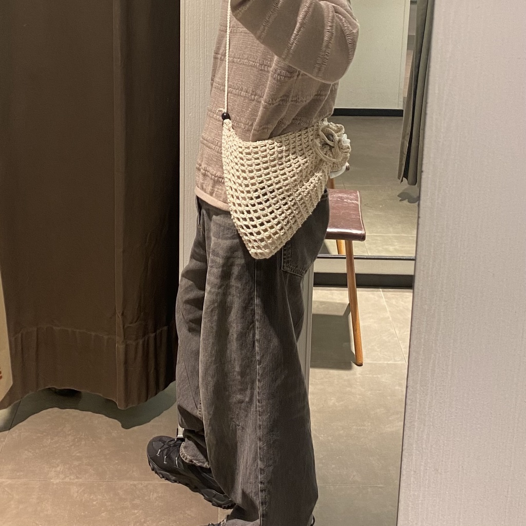 No.1 手編みメッシュナップサック 幅狭め