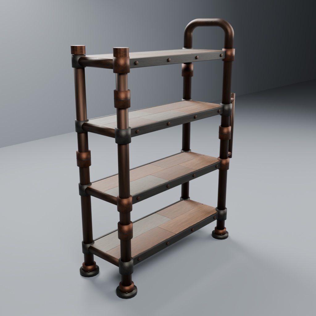 廃材パイプ・シェルフ -Scrap Pipe Shelf-【VRChat向け3Dモデル】
