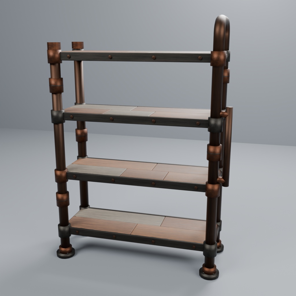 廃材パイプ・シェルフ -Scrap Pipe Shelf-【VRChat向け3Dモデル】