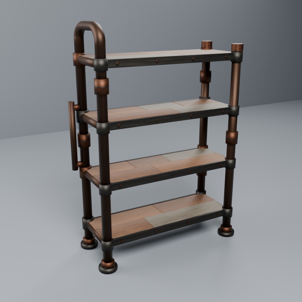 廃材パイプ・シェルフ -Scrap Pipe Shelf-【VRChat向け3Dモデル】