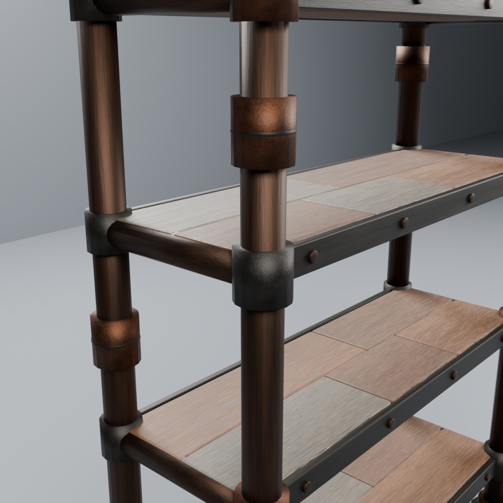 廃材パイプ・シェルフ -Scrap Pipe Shelf-【VRChat向け3Dモデル】