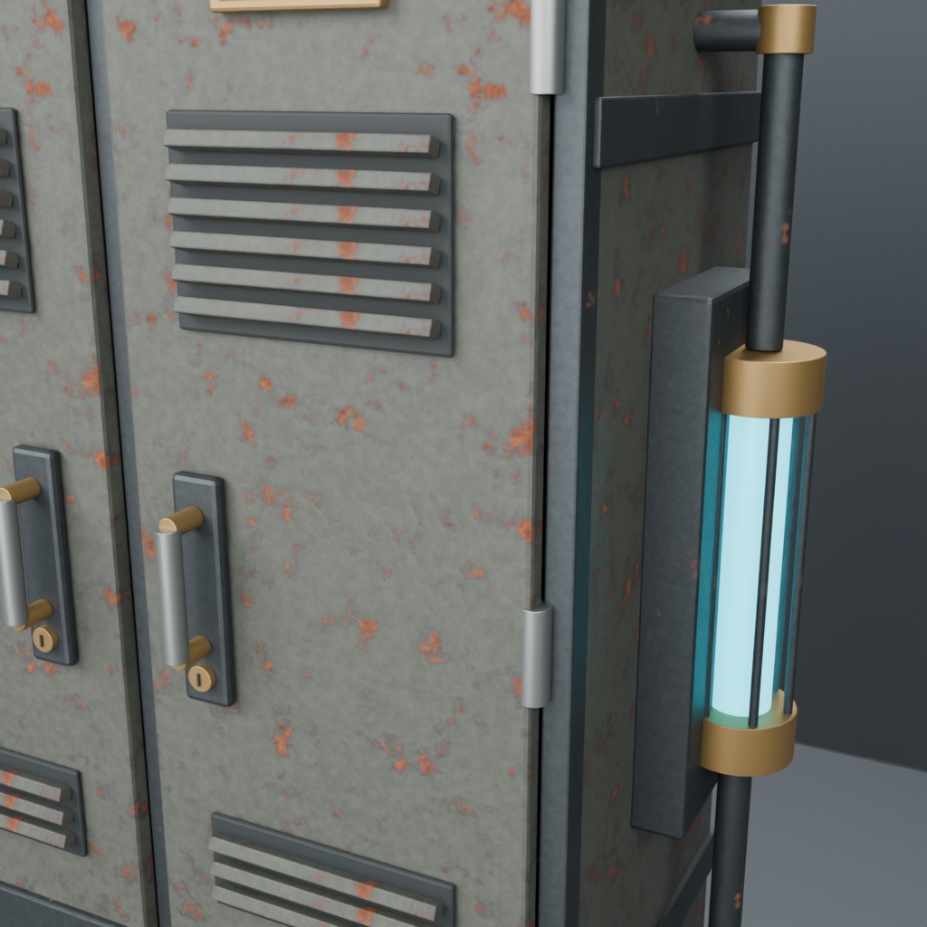 【扉開閉・同期対応】レトロ工業風ロッカー -Retro Industrial Locker-【VRChat向け3Dモデル】