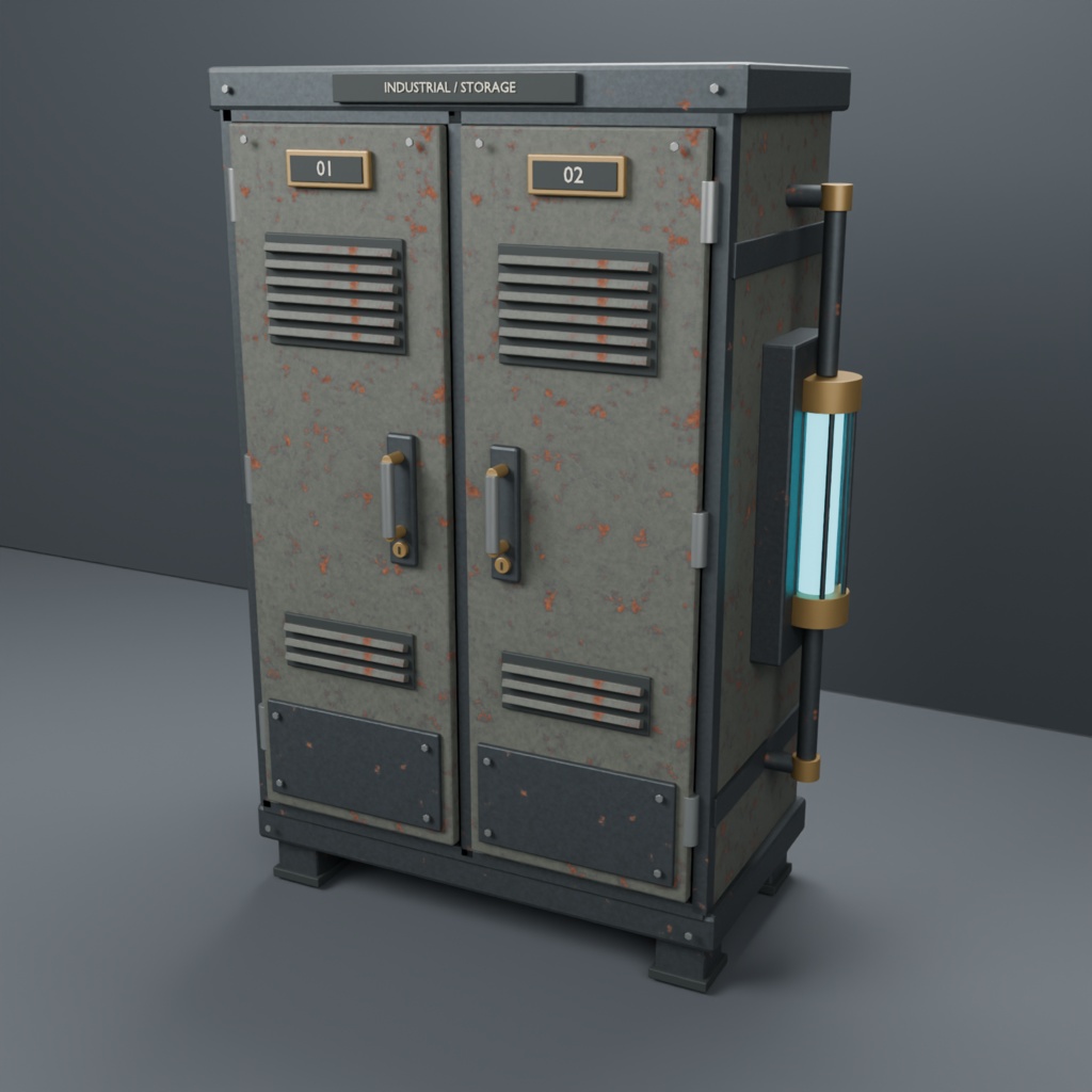 【扉開閉・同期対応】レトロ工業風ロッカー -Retro Industrial Locker-【VRChat向け3Dモデル】
