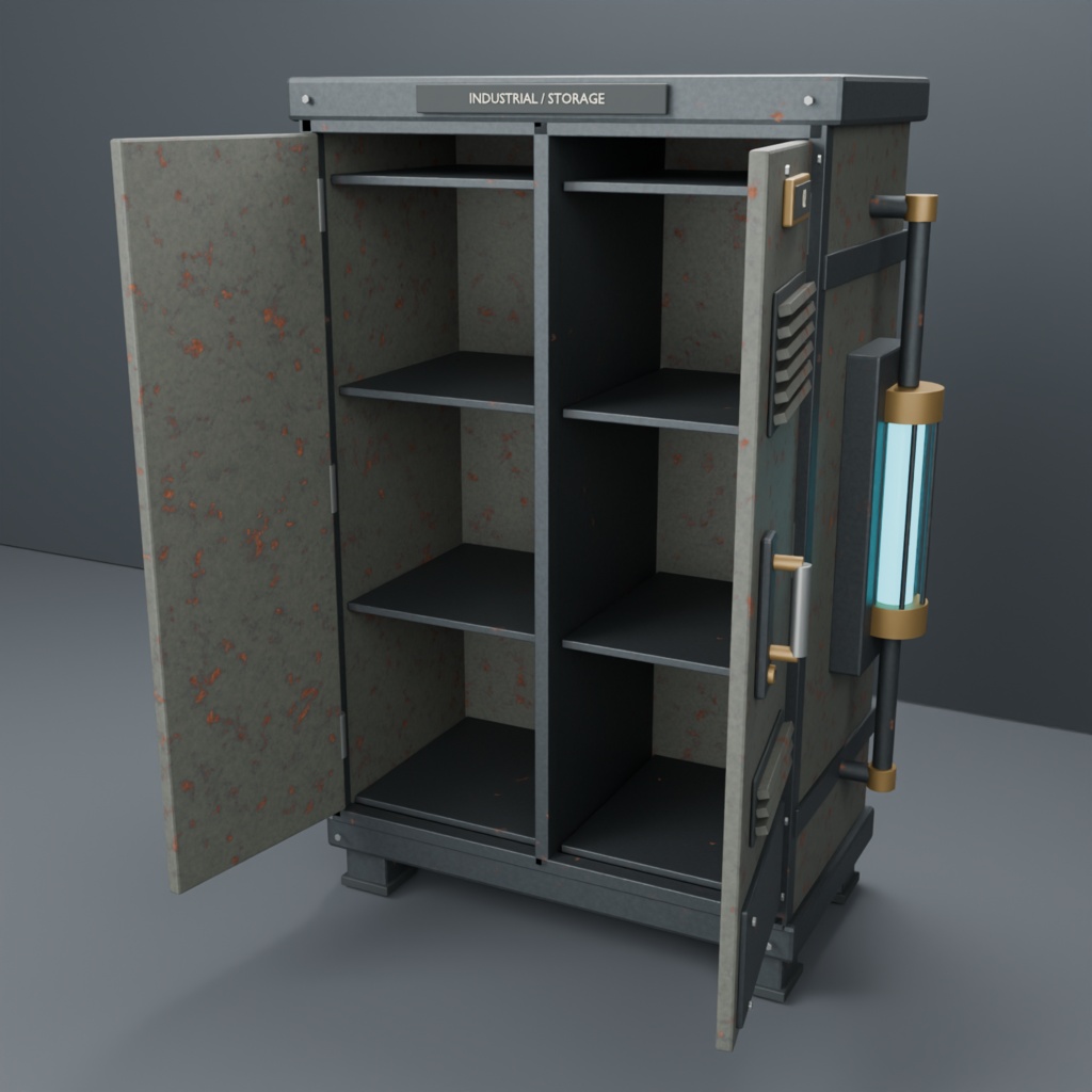 【扉開閉・同期対応】レトロ工業風ロッカー -Retro Industrial Locker-【VRChat向け3Dモデル】