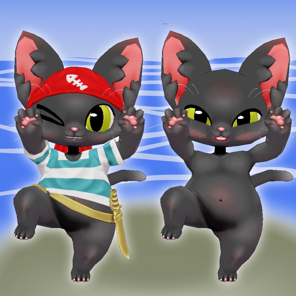 オリジナル3Dモデルデータ【かいぞくキャット】