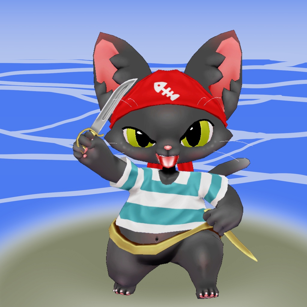 オリジナル3Dモデルデータ【かいぞくキャット】