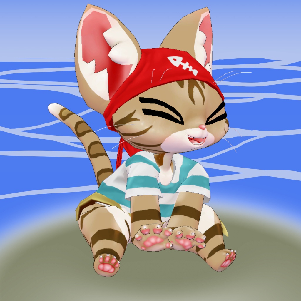 オリジナル3Dモデルデータ【かいぞくキャット】