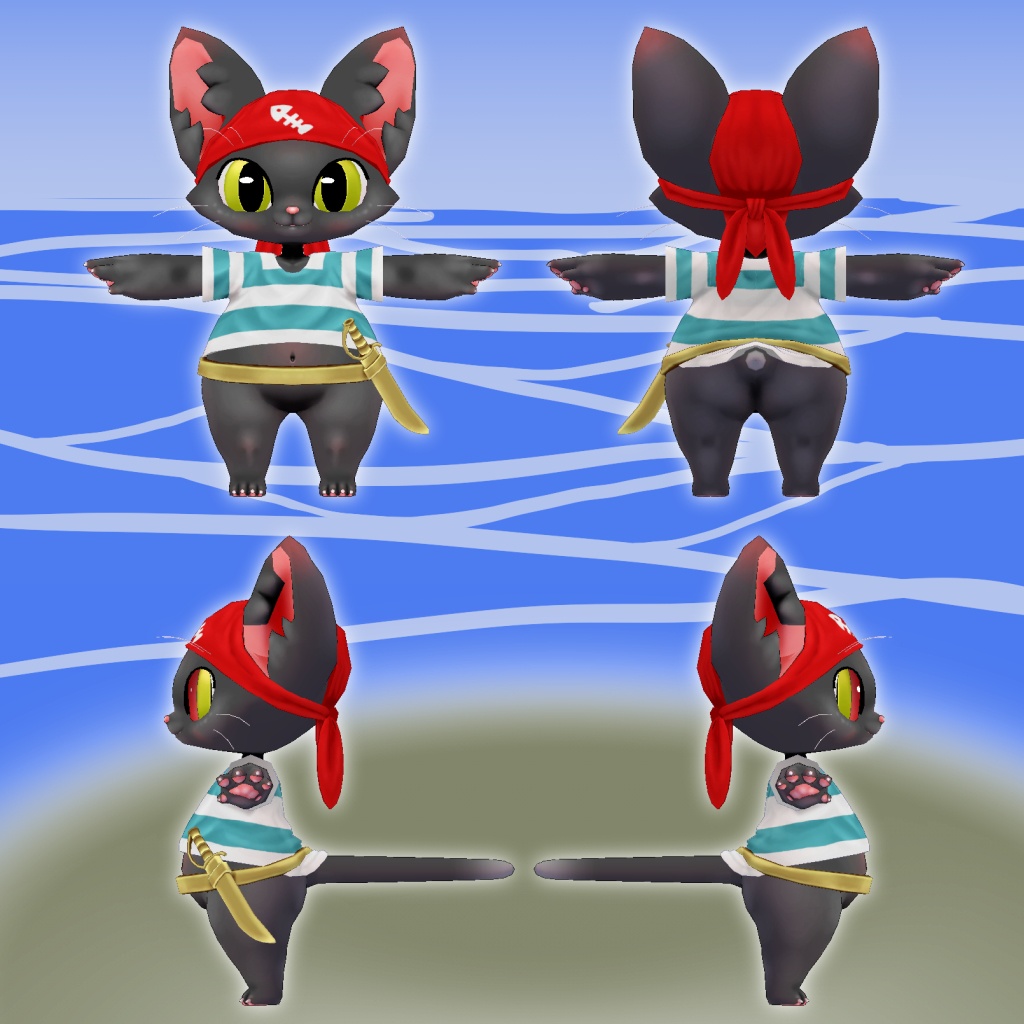 オリジナル3Dモデルデータ【かいぞくキャット】