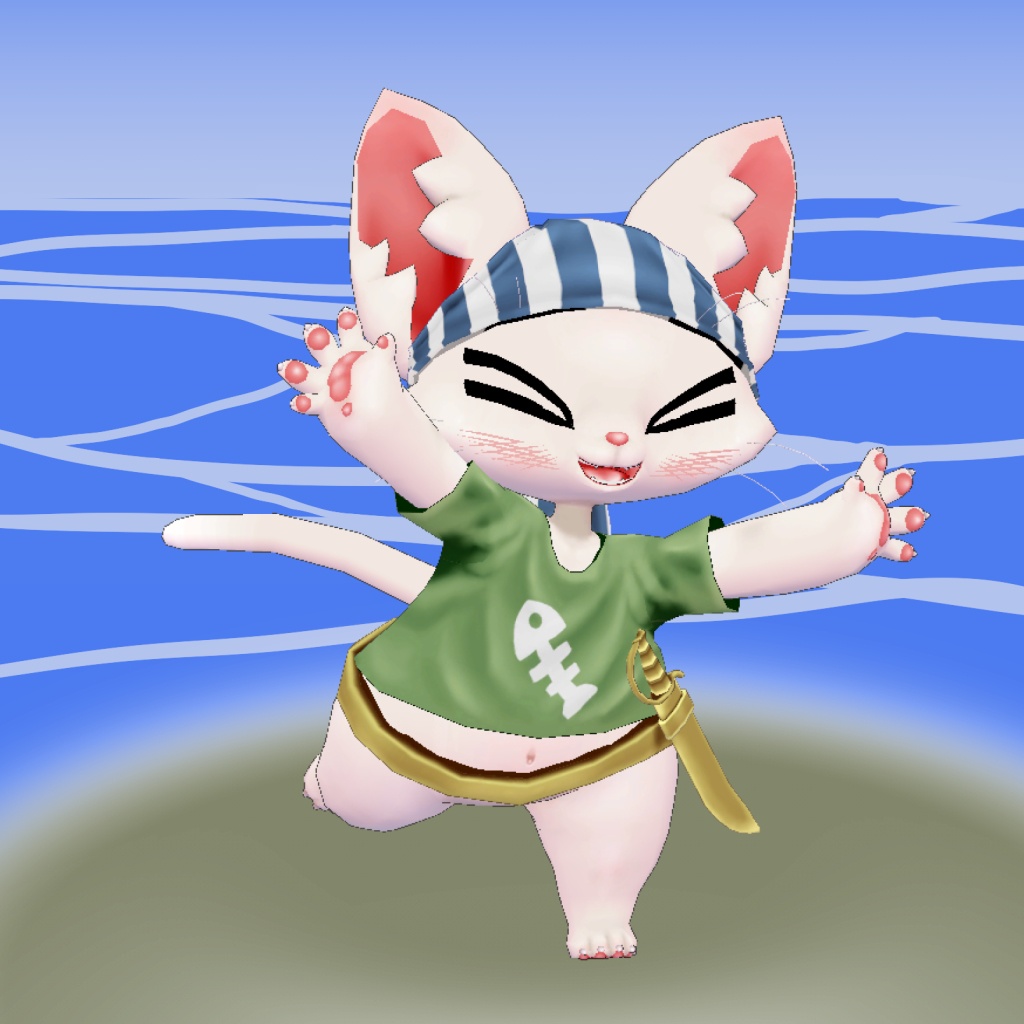 オリジナル3Dモデルデータ【かいぞくキャット】