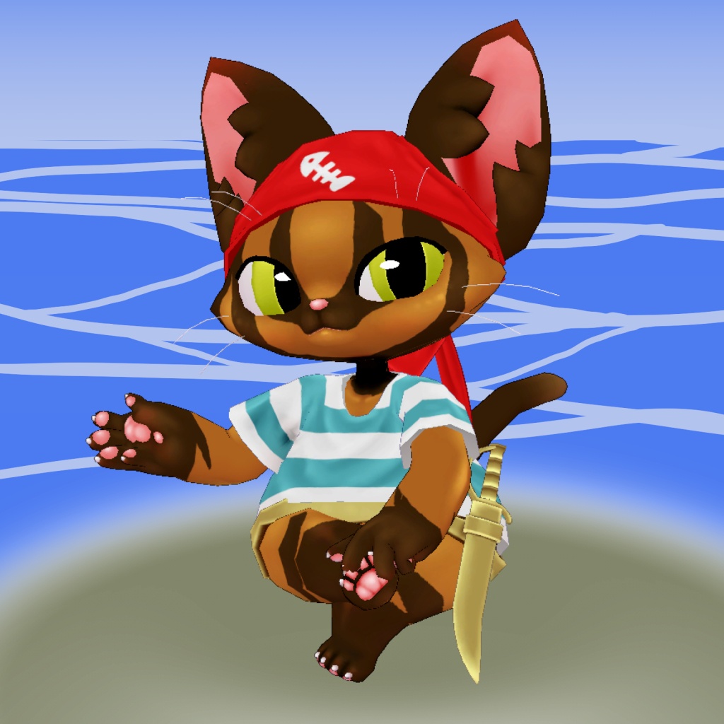 オリジナル3Dモデルデータ【かいぞくキャット】