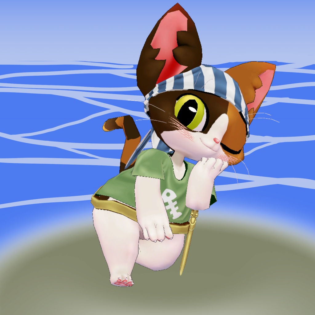 オリジナル3Dモデルデータ【かいぞくキャット】