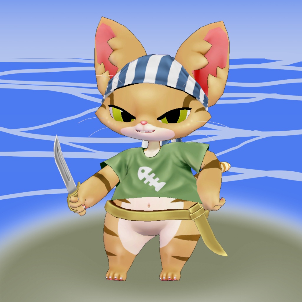 オリジナル3Dモデルデータ【かいぞくキャット】