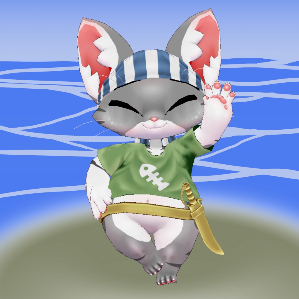 オリジナル3Dモデルデータ【かいぞくキャット】