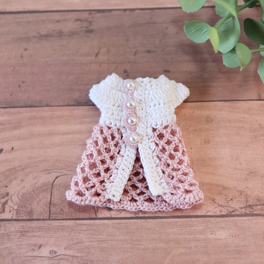 ちいさな ふく 透かし編みチュニック&おぼうしセット