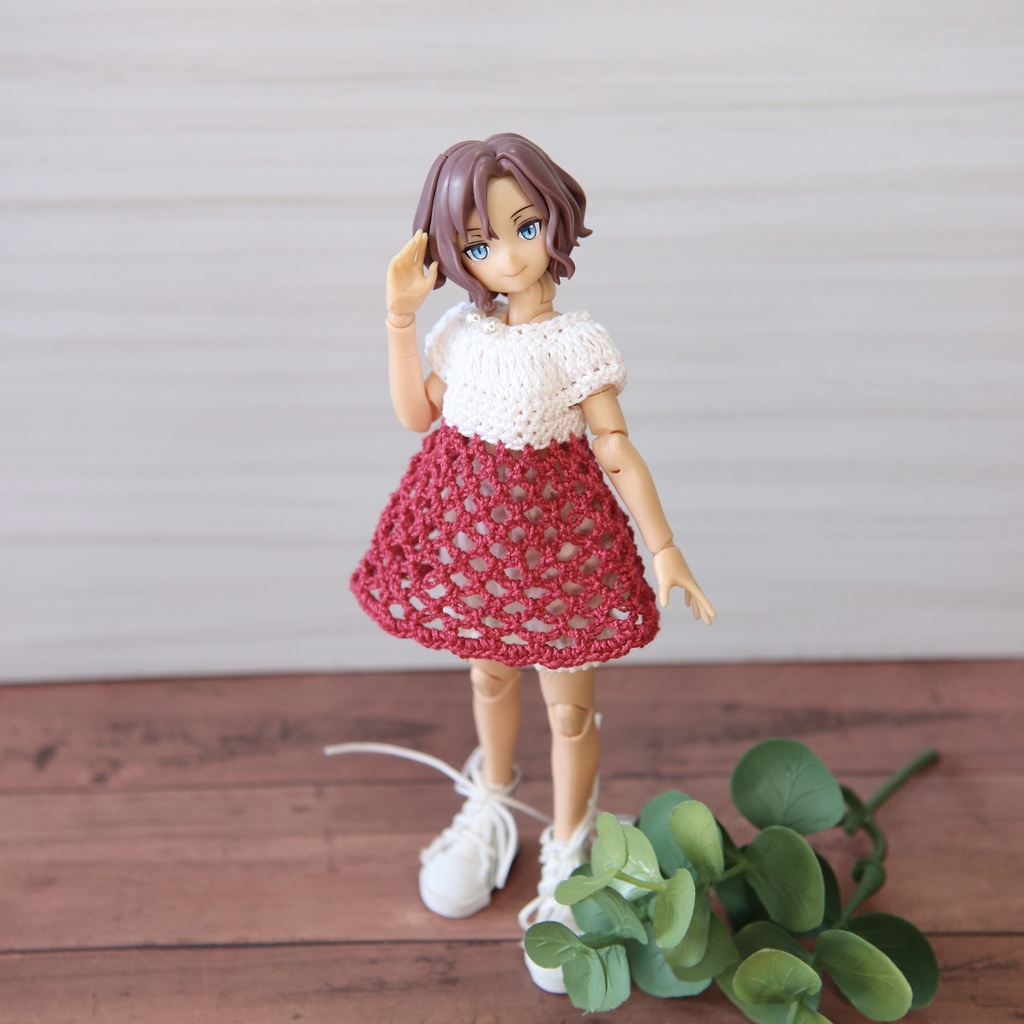 ちいさな ふく 透かし編みチュニック&おぼうしセット