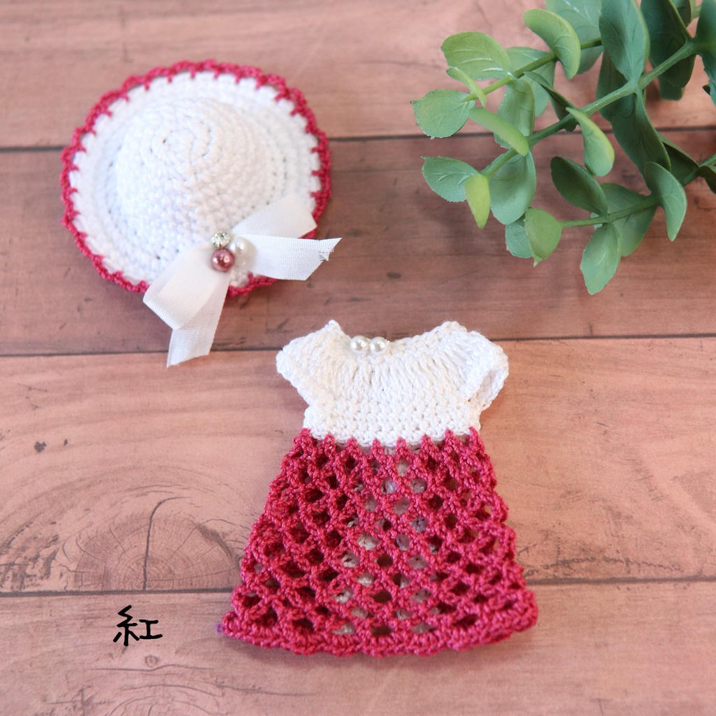 ちいさな ふく 透かし編みチュニック&おぼうしセット