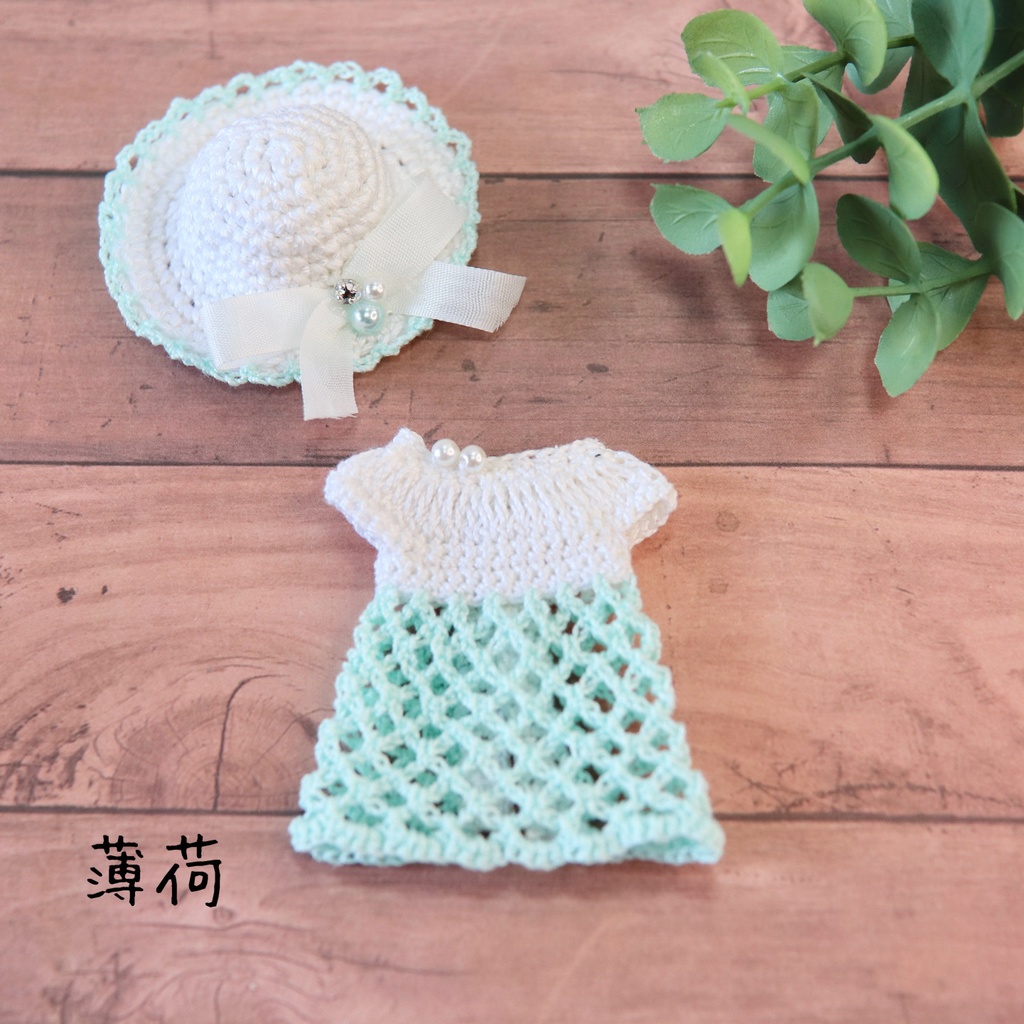 ちいさな ふく 透かし編みチュニック&おぼうしセット