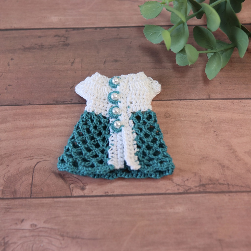 ちいさな ふく 透かし編みチュニック&おぼうしセット