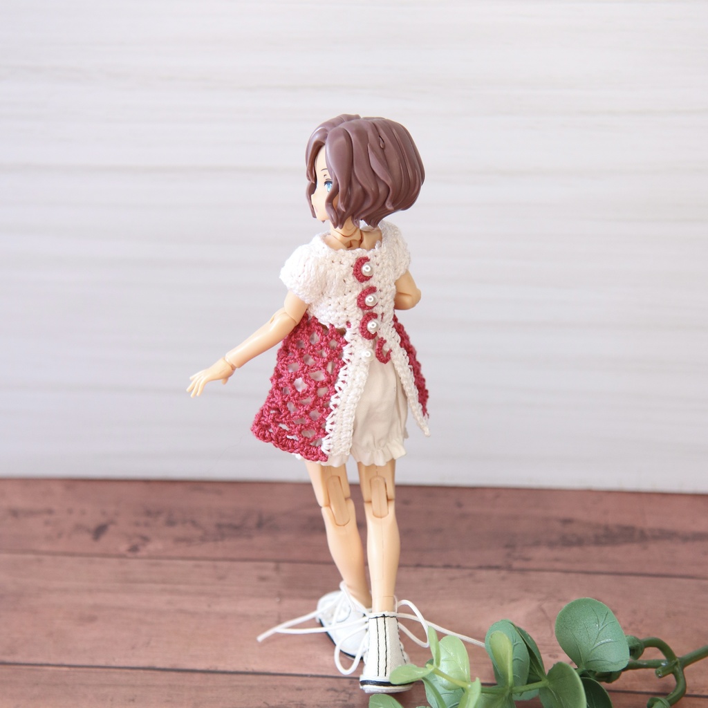 ちいさな ふく 透かし編みチュニック&おぼうしセット