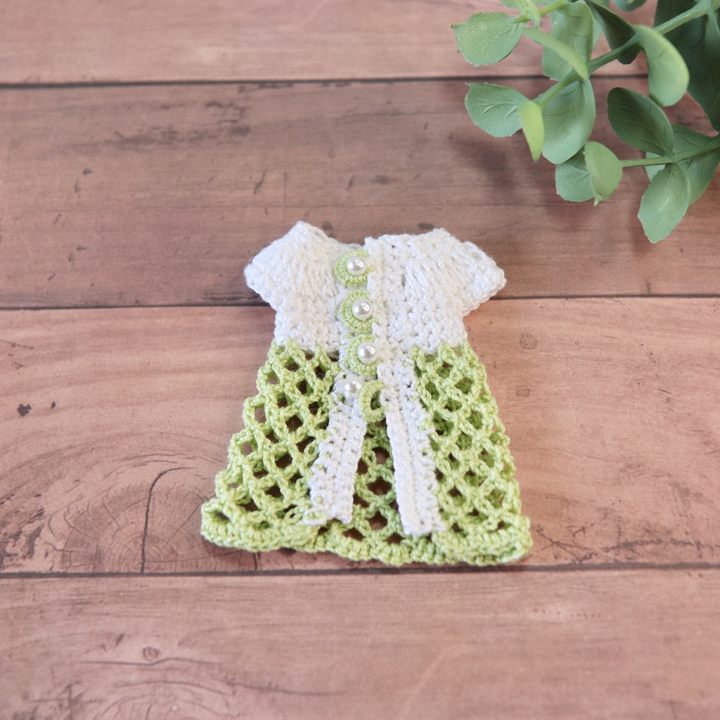 ちいさな ふく 透かし編みチュニック&おぼうしセット