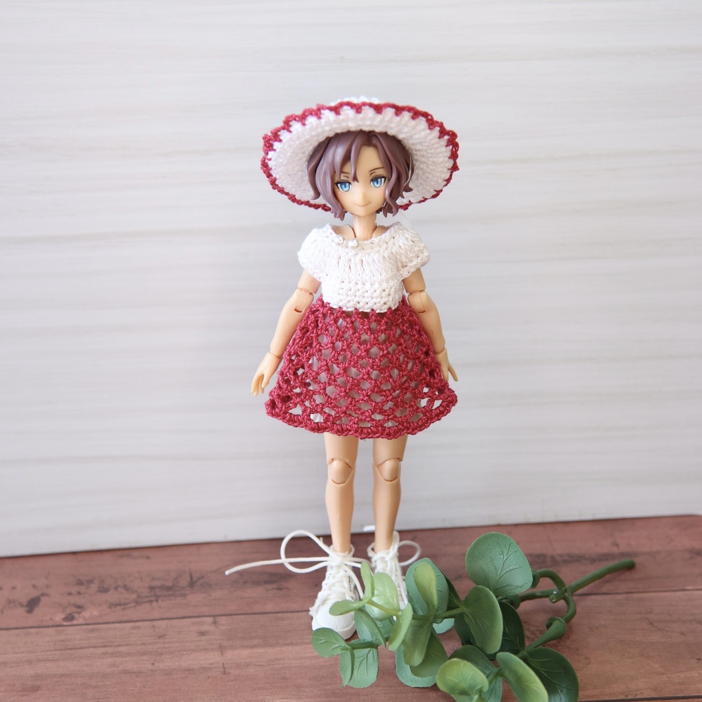 ちいさな ふく 透かし編みチュニック&おぼうしセット