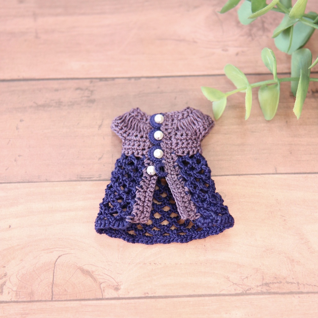 ちいさな ふく 透かし編みチュニック&おぼうしセット スペシャルカラー・ヴィオラ