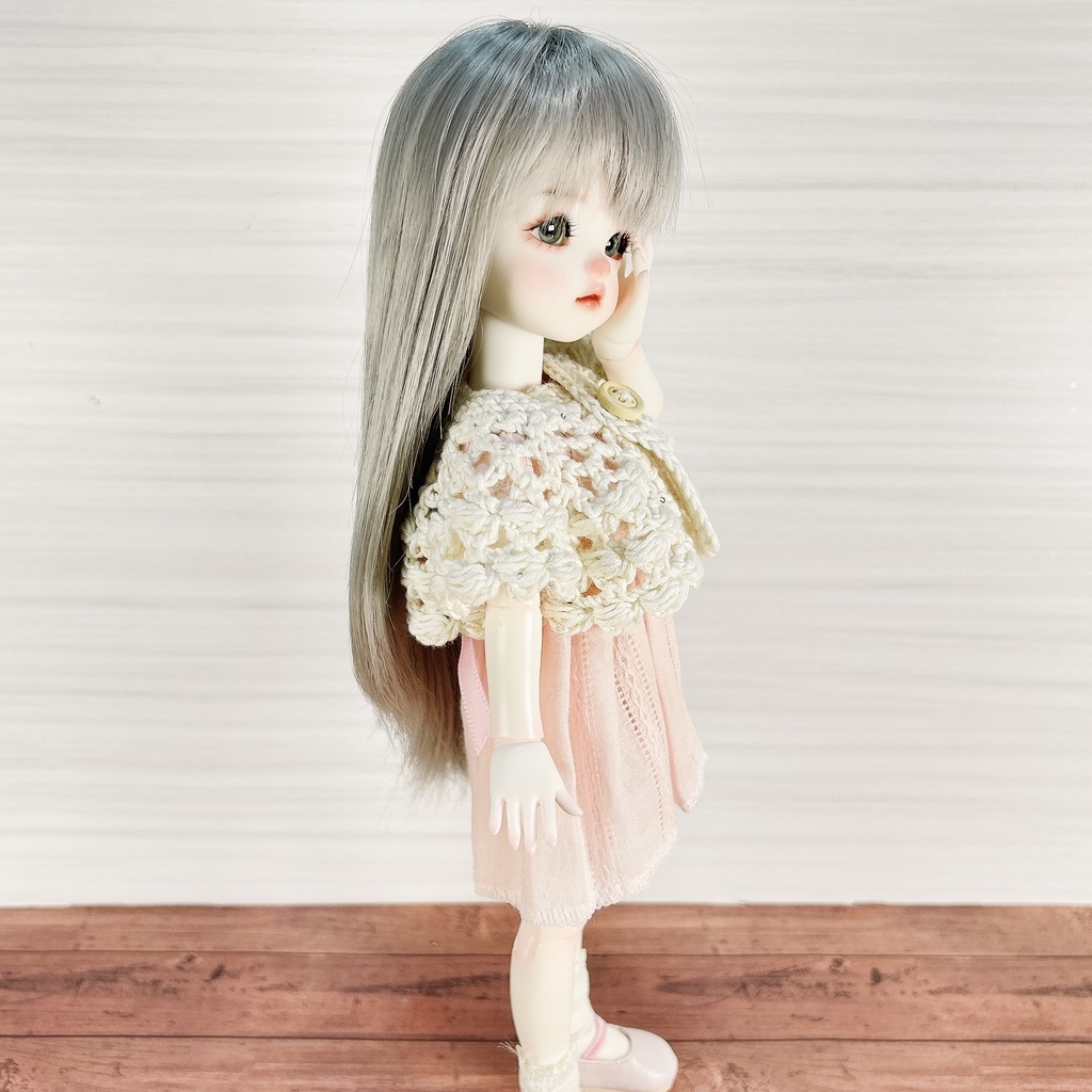 1/6(30cm)ドールサイズ ぽこぽこ編みのクロッシェボレロ ミルク