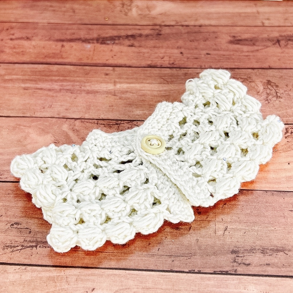 1/6(30cm)ドールサイズ ぽこぽこ編みのクロッシェボレロ ミルク