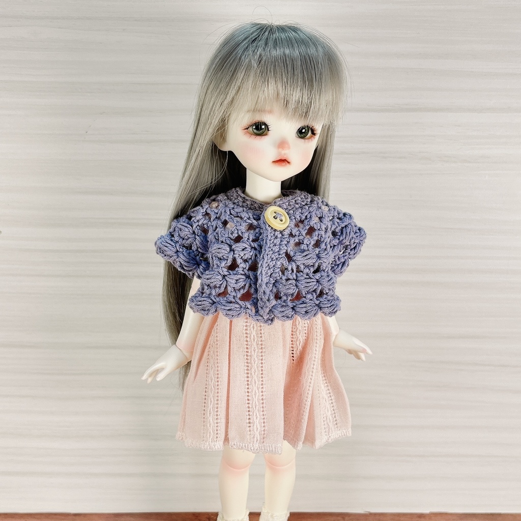1/6(30cm)ドールサイズ ぽこぽこ編みのクロッシェボレロ アイリス