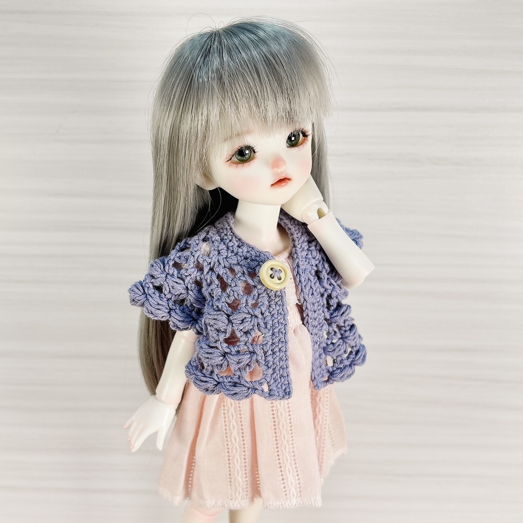 1/6(30cm)ドールサイズ ぽこぽこ編みのクロッシェボレロ アイリス
