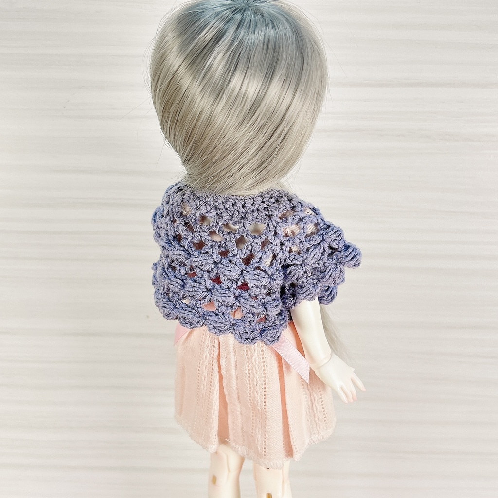 1/6(30cm)ドールサイズ ぽこぽこ編みのクロッシェボレロ アイリス