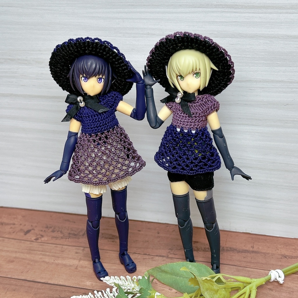 フレームアームズ・ガールサイズ 透かし編みチュニック&おぼうしセット スペシャルカラー ヴィオラ Twilight ・Midnight