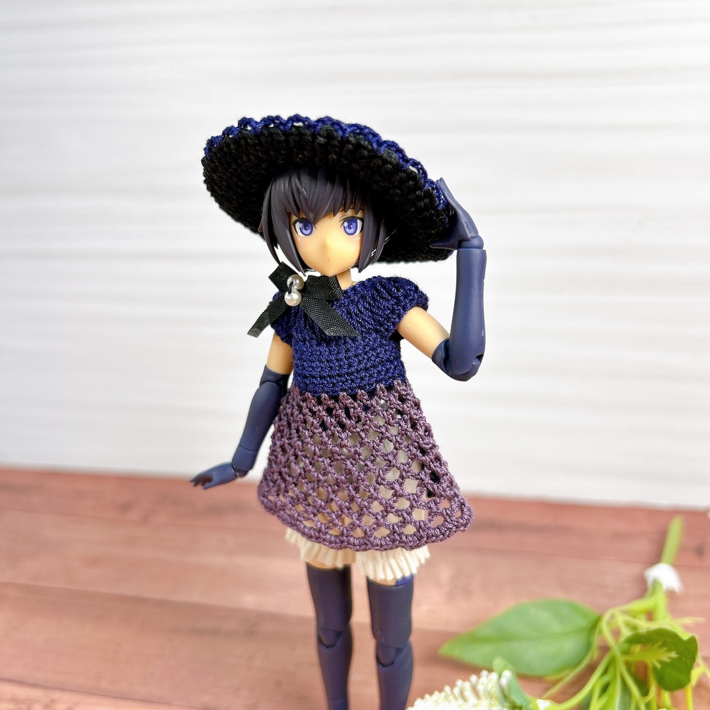 フレームアームズ・ガールサイズ 透かし編みチュニック&おぼうしセット スペシャルカラー ヴィオラ Twilight ・Midnight