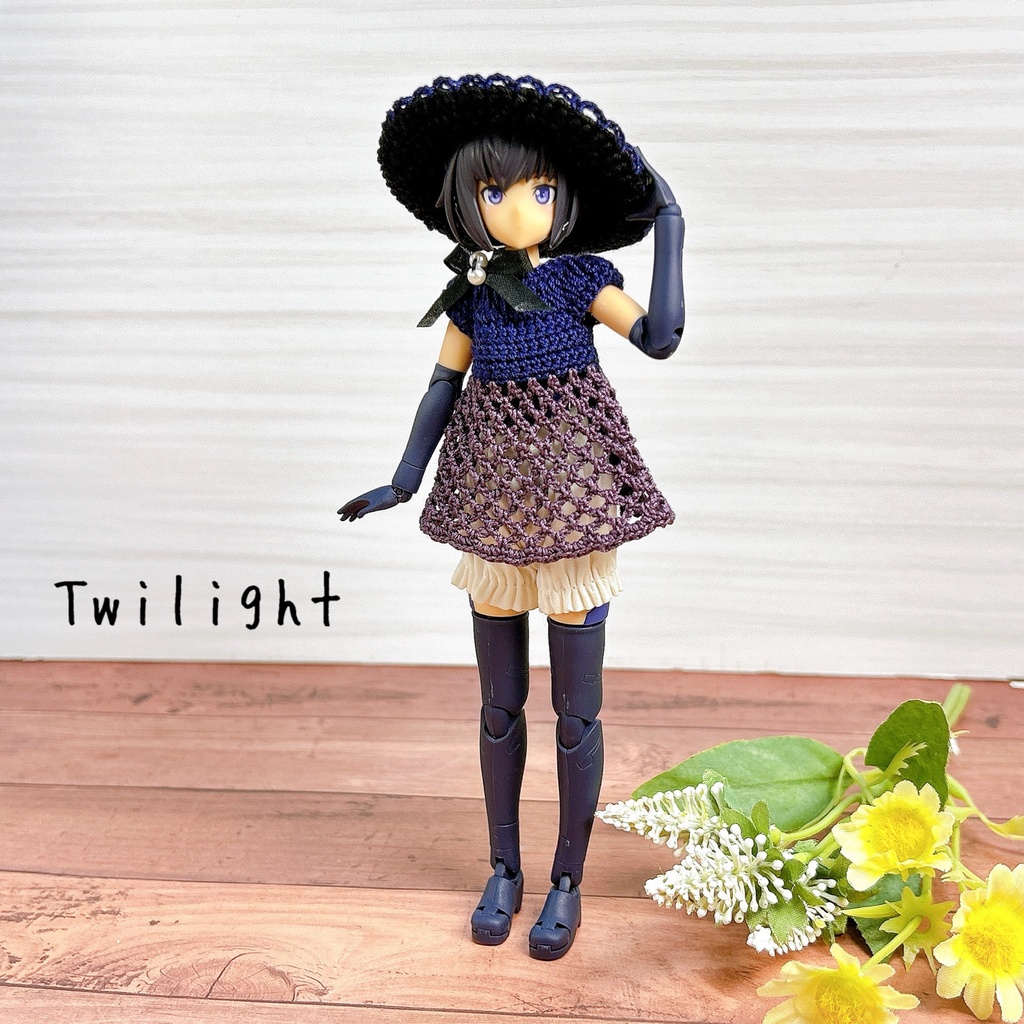 フレームアームズ・ガールサイズ  透かし編みチュニック&おぼうしセット  スペシャルカラー ヴィオラ Twilight ・Midnight