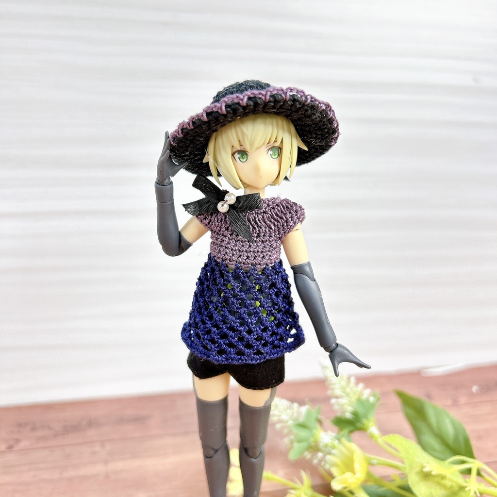 フレームアームズ・ガールサイズ 透かし編みチュニック&おぼうしセット スペシャルカラー ヴィオラ Twilight ・Midnight