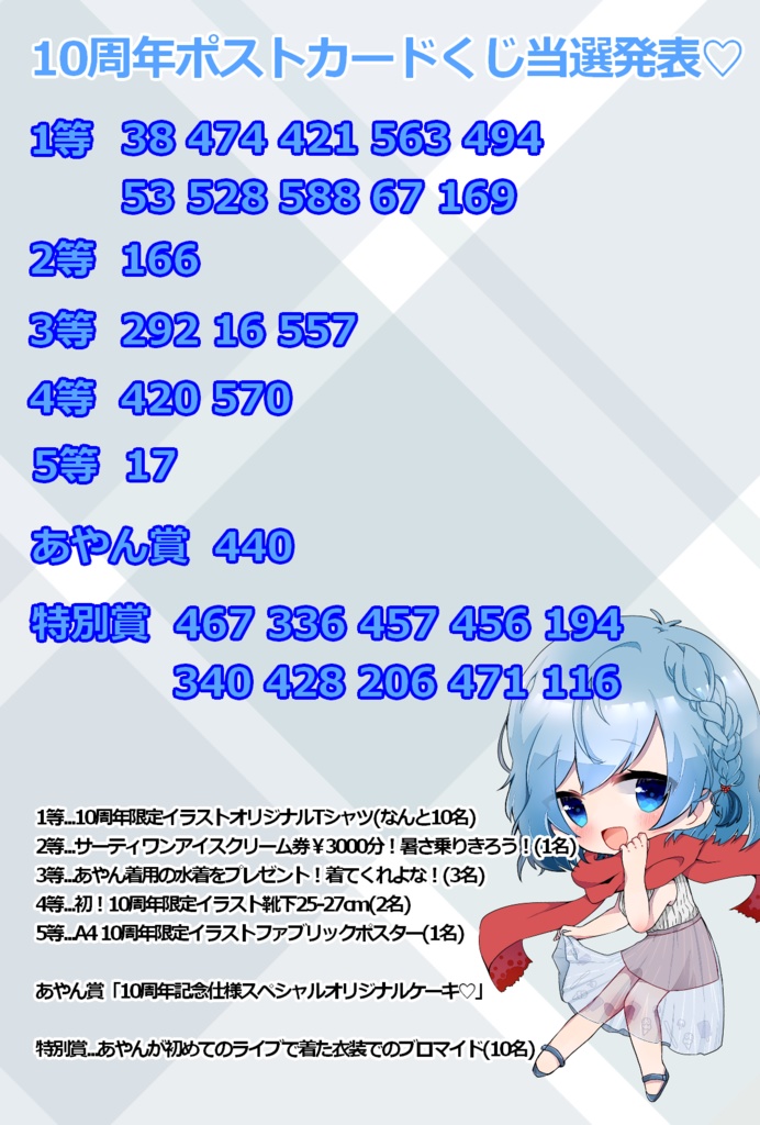 10周年ポストカードくじ♥豪華当たり商品♥