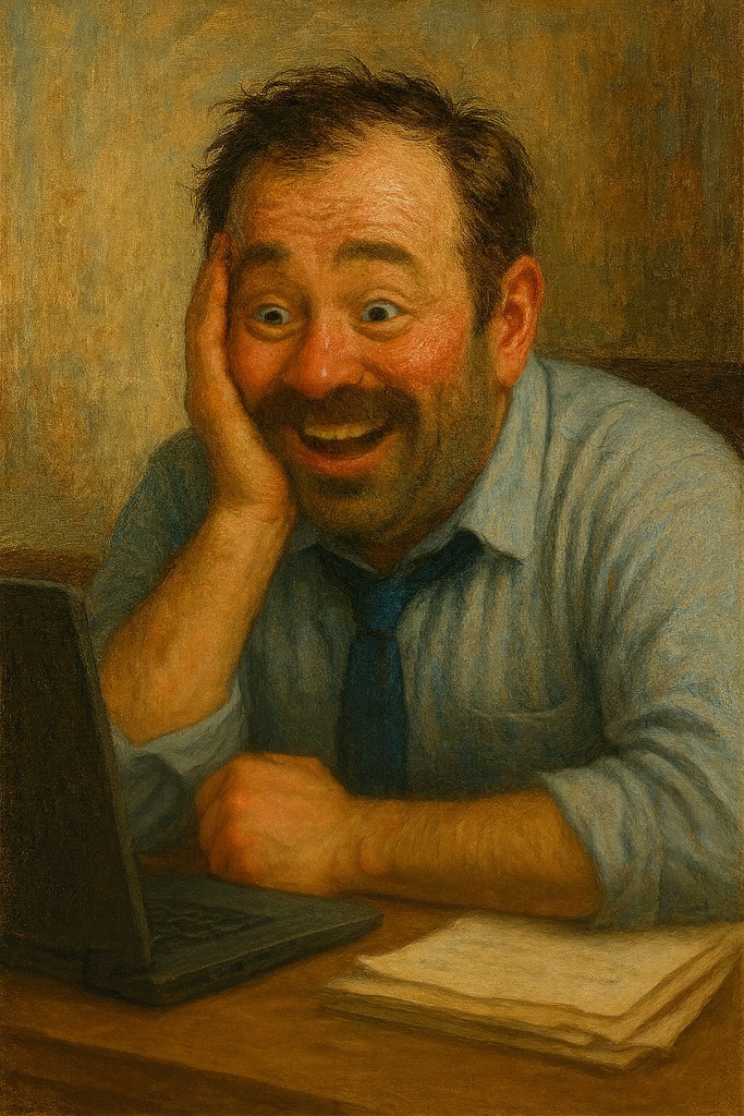 疲れと歓喜するおじさん(生成AI)