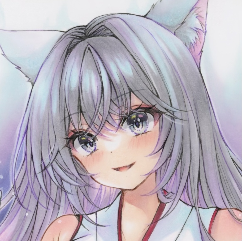 《ミニ色紙》オリジナル狐巫女さん