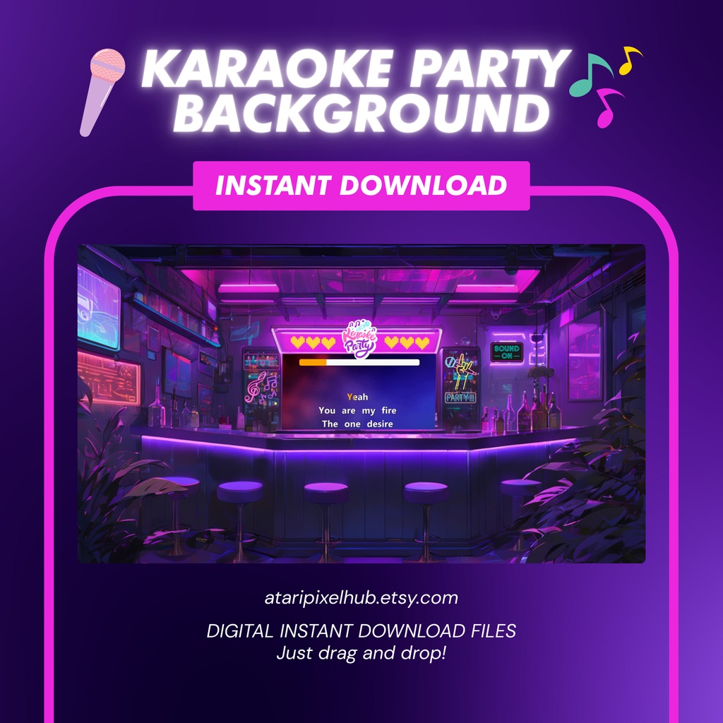 Karaoke Background for Streamers, Vtubers, Youtube, Twitch, Overlay