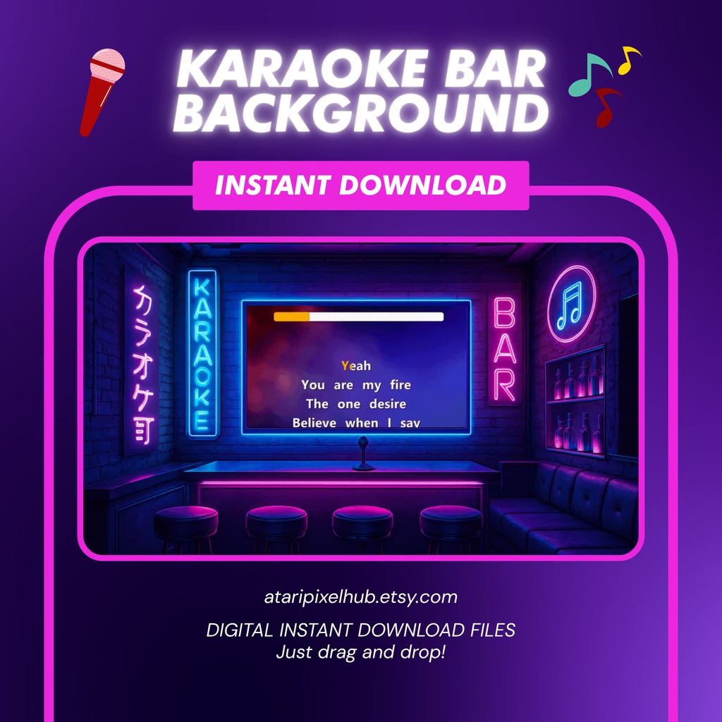 Karaoke Bar Background for Streamers, Vtubers, Youtube, Twitch, Overlay