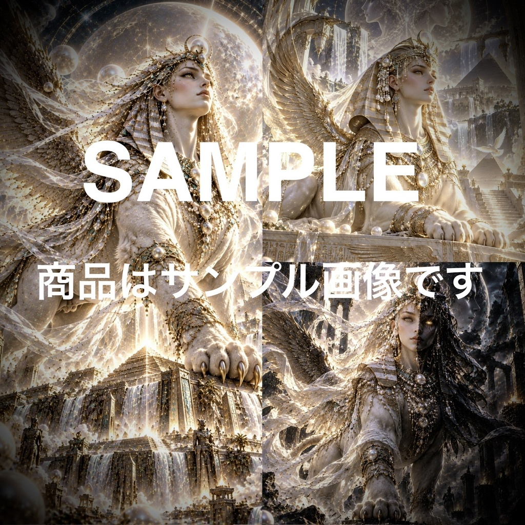 ULTIMATE SPHINX｜究極のスフィンクス｜6月の誕生石を纏う幻想的AIアート3枚セット